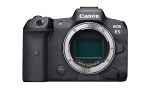 canon eos r5 full-frame mirrorless camera with 8k video,45 megapixel full-frame cmos sensor,digicximage processor,dual memory card slots,and up to 12 fps mechnical shutter,body only (renewed),black