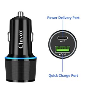 Rapid Type C Car Charger, Compatible for Google Pixel 7/6 Pro/6/5a/4a/4/3a/3/2/XL, Samsung Note 20/S22 Fast USB C PD Car Charger with 3ft Cable, 18W Power Delivery &Quick Charge 3.0 Car Adapter-Black