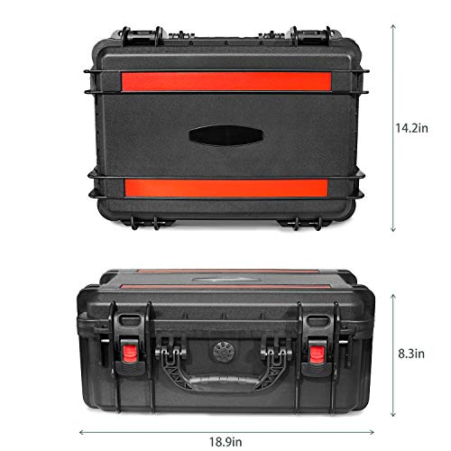 AxiGear Waterproof Hard Case with DIY Customizable Foam Insert 19 x 14 x 8in (Black)