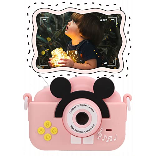 Keenso Kids Camera 2.0 Inch 2MP/1080P Selfie Kids Camera with 32GB Card and Case, Mini Rechargeable Kids Camera, (Pink)