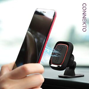 CONNEKTO Magnetic Car Dashboard Arm A014: Universal Black Smartphone Holder for Vehicle Car Dash Rotates Tilts, 4 Magnets, Compatible, 3M Tape Install