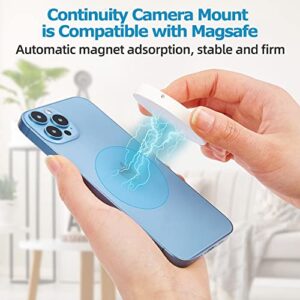 Continuity Camera Mount for MacBook Laptops/iPhone 12, 13 & 14 Series, Compatible with Magsafe, iPhone Webcam Mount for iOS 16 & macOS Ventura, Desk View Avaliable, Includes Magnetic Metal Ring