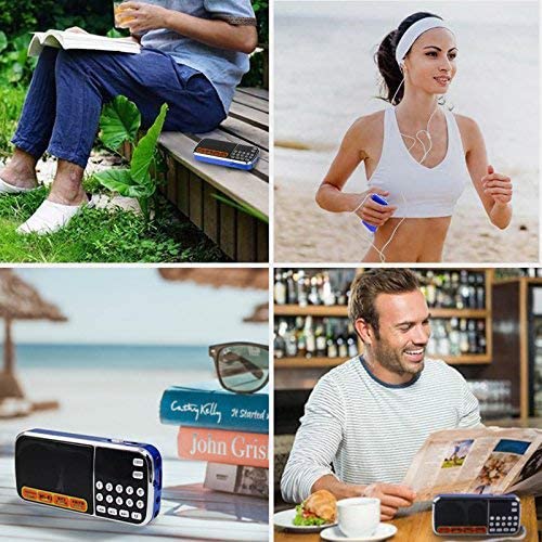 AM FM Portable Pocket Radio Battery Operated - with Best Reception Blue AM FM Compact USB Rechargeable Radios Music Player Support Micro SD/TF Card Slot