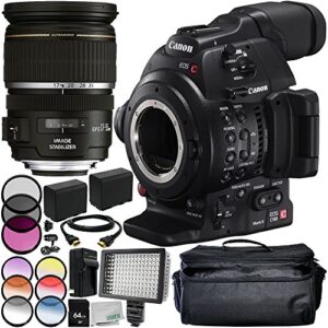sse canon eos c100 mark ii cinema eos camera with ef-s 17-55mm f/2.8 is usm lens 12pc accessory bundle – includes 3pc filter kit (uv + cpl + fld) + more – international version (no warranty)