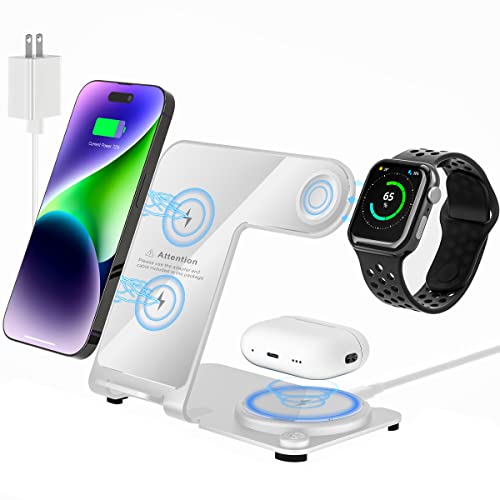 3 in 1 Charging Station for Multiple Devices Apple - Aluminum Alloy Fast Wireless Charger Stand for iPhone 14/13/12/11/Pro/Max/XS/XR/X/8/Plus, for Apple Watch 7/6/5/4/3/2/SE, for AirPods 3/2/Pro