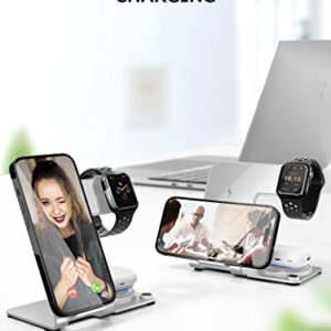 3 in 1 Charging Station for Multiple Devices Apple - Aluminum Alloy Fast Wireless Charger Stand for iPhone 14/13/12/11/Pro/Max/XS/XR/X/8/Plus, for Apple Watch 7/6/5/4/3/2/SE, for AirPods 3/2/Pro