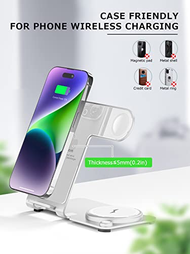 3 in 1 Charging Station for Multiple Devices Apple - Aluminum Alloy Fast Wireless Charger Stand for iPhone 14/13/12/11/Pro/Max/XS/XR/X/8/Plus, for Apple Watch 7/6/5/4/3/2/SE, for AirPods 3/2/Pro