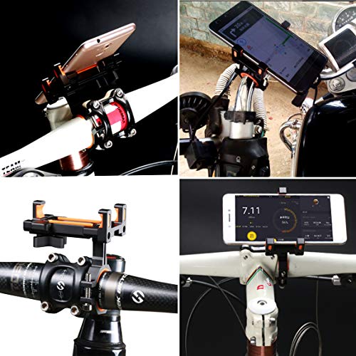 Maxitino Bike Phone Mount, Aluminum Bicycle Motorcycle Cell Phone Holder 360° Rotation Bike Handlebar Phone Cradle, Compatible with Smartphones Between 7cm-9.5cm Wide (Silver)