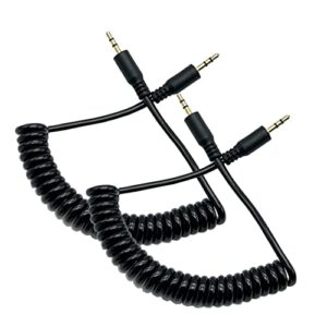 coiled 2.5mm audio cable;seadream 2pack coiled male to male 2.5mm to 2.5mm subminiature stereo headset headphone jack gold plated connector wire cord plug cable (2pack coiled 2.5mm m t 2.5mm m)