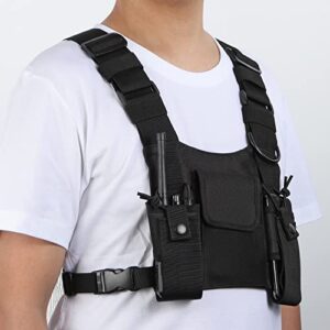 abcGoodefg Radio Chest Harness Chest Front Pack Pouch Holster Vest Rig for Two Way Radio Walkie Talkie(Rescue Essentials) (Black)
