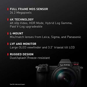 Panasonic LUMIX S1 24.2MP Digital Mirrorless Camera with 24-105mm f/4 Lens (Renewed)