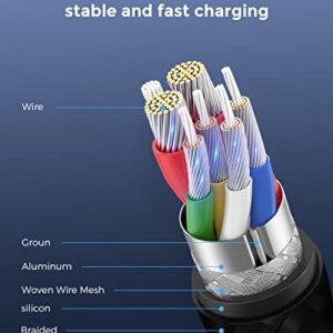 HTC USB C to USB C Charger Cable 6ft, 𝟭𝟬𝟬𝙒 PD Fast Charging USB C Nylon Braided Type-C Charging Cord Compatible with Samsung Galaxy S21/S20+, iPad Pro, MacBook Pro, Google Pixel and More (Black)