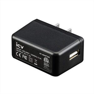 icv usb wall charger – 5v 2a ac power adapter with us plug for phone, tablet and other related usb powered devices small and lightweight – designed for safety