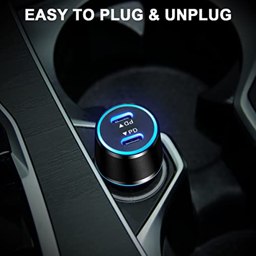 ELZO Dual USB C Car Charger Fast Charging 36W Type C Car Charger PD 3.0 Adapter Compatible with iPhone 14/13/12 Pro/Max/Mini/11/X/XS/XR/8/Plus, Galaxy S22/S21/S20/S10/S9, Pixel 6/5/4a/4/3a, iPad Pro