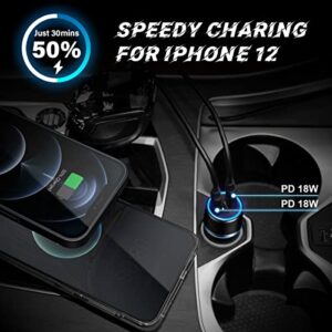 ELZO Dual USB C Car Charger Fast Charging 36W Type C Car Charger PD 3.0 Adapter Compatible with iPhone 14/13/12 Pro/Max/Mini/11/X/XS/XR/8/Plus, Galaxy S22/S21/S20/S10/S9, Pixel 6/5/4a/4/3a, iPad Pro