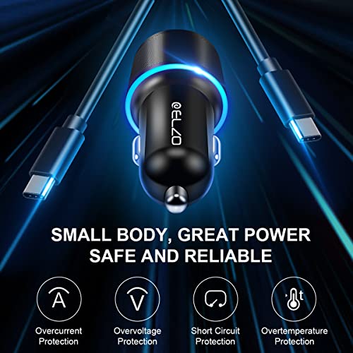 ELZO Dual USB C Car Charger Fast Charging 36W Type C Car Charger PD 3.0 Adapter Compatible with iPhone 14/13/12 Pro/Max/Mini/11/X/XS/XR/8/Plus, Galaxy S22/S21/S20/S10/S9, Pixel 6/5/4a/4/3a, iPad Pro