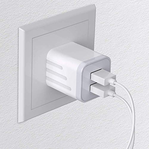 CNANKCU iPhone Charger Double USB MFi Certified Cable (6/6FT) with 2 Port Wall Charger Adapters (4-Pack) Fast Charging Block Power Plug Compatible with iPhone 11/Pro/Xs Max/X/8 and More-White