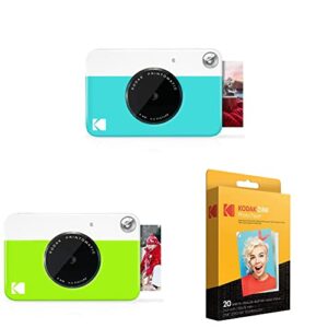kodak printomatic digital instant print camera (blue) & printomatic digital instant print camera (green) & 2″x3″ premium zink photo paper (20 sheets)