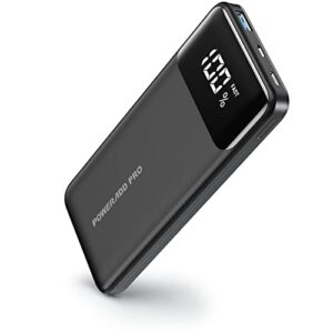 poweradd pro portable charger, usb c 10000mah power bank led display pd 20w fast charging external battery pack compatible with iphone 14 13 12 11 samsung s21 s20 google lg ipad, etc. – black