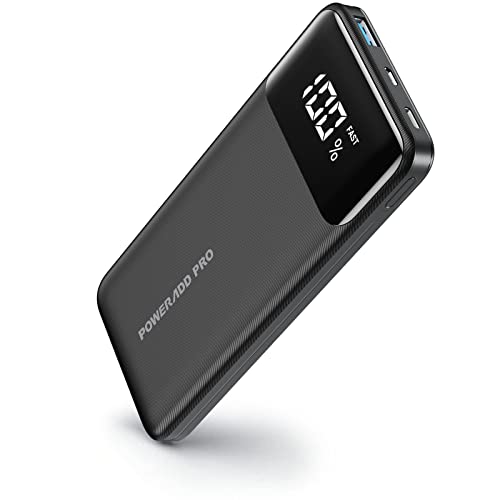 POWERADD PRO Portable Charger, USB C 10000mAh Power Bank LED Display PD 20W Fast Charging External Battery Pack Compatible with iPhone 14 13 12 11 Samsung S21 S20 Google LG iPad, etc. - Black