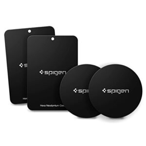 Spigen Kuel MP4-P Metal Plates for Magnetic Car Mount Phone Holder QNMP Compatible (4 Pack - 2 Round, 2 Rectangle) - Black