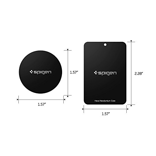 Spigen Kuel MP4-P Metal Plates for Magnetic Car Mount Phone Holder QNMP Compatible (4 Pack - 2 Round, 2 Rectangle) - Black