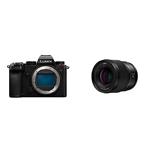 Panasonic LUMIX S5 Full Frame Mirrorless Camera, 4K Video Recording, L-Mount, DC-S5BODY (Black) + LUMIX S Series Camera Lens, 50mm F1.8 L-Mount Interchangeable Lens for Mirrorless Full Frame Cameras