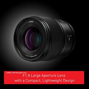 Panasonic LUMIX S5 Full Frame Mirrorless Camera, 4K Video Recording, L-Mount, DC-S5BODY (Black) + LUMIX S Series Camera Lens, 50mm F1.8 L-Mount Interchangeable Lens for Mirrorless Full Frame Cameras