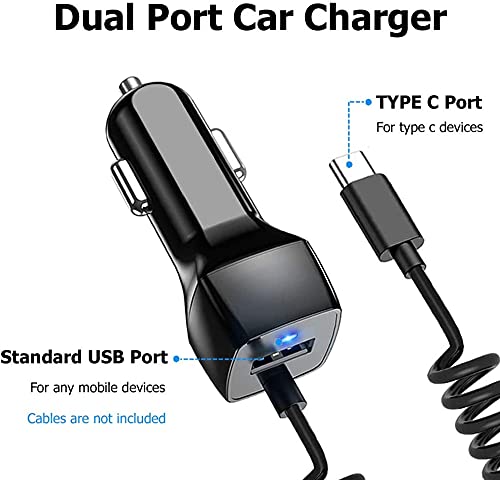 Compatible for Samsung Galaxy S22 S10 S20 S10E USB Type C Car Charger, Carhope Ultra Rapid Retractable Dual-Port Charger Adapter USB C Cable for Samsung S21 S9 S8 S9+ Note 8/9, LG G6 G5, Google Pixel