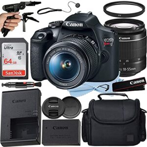 canon eos rebel t7 dslr camera 24.1mp with ef-s 18-55mm lens + a-cell accessory bundle includes: sandisk 64gb memory card + uv filter + case + pistol grip tripod + much more (renewed)