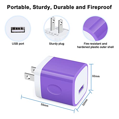 Charger Block, FiveBox 4Pack 1Port 5W 1Amp USB Wall Charger Box USB Plug Power Adapter Cube Charging Brick Base Compatible iPhone 14 13 12 11 Mini Pro Max SE X XR XS 6 7 8 Plus, Samsung, Android, LG