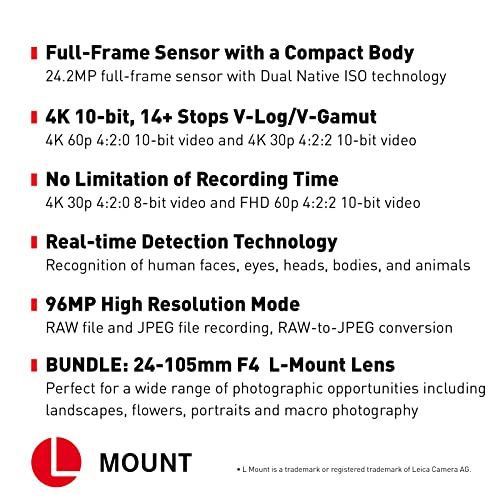 Panasonic LUMIX S5 Full Frame Mirrorless Camera (DC-S5BODY) and LUMIX S 24-105mm F4 Lens (S-R24105)