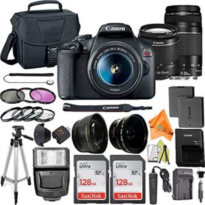 canon eos rebel t7 dslr camera bundle with ef-s 18-55mm + canon ef 75-300mm f4-5.6 iii lens+ zeetech accessory bundle + 2 pack sandisk 128gb memory card