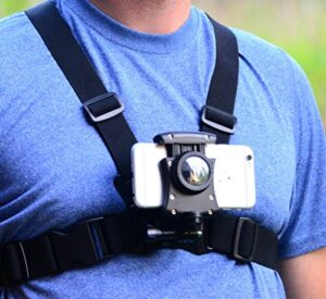 pixlplay – smartphone chest mount – universal holder compatible with iphone and samsung phone mount for filming or photos
