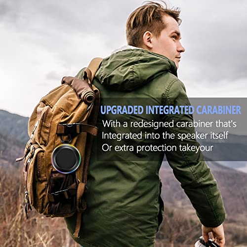 Portable Bluetooth Speaker with Light Show, IPX7 Waterproof Shower Speaker with FM Radio and Built-in Microphone,Bluetooth Speakers for Shower,Travel,Running,Mountaineering,Camping and More Outdoor