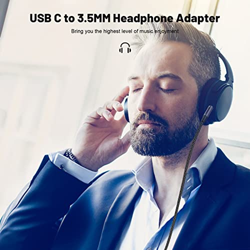 MOSWAG USB C to 3.5mm Headphone Audio Stereo Cable 3.28FT/1M,USB-C to 3.5mm Audio Aux Cord Compatible with MacBook,Chromebook,Google Pixel 2/3/4 XL,Samsung Galaxy Note 10/S10,Huawei,Xiaomi