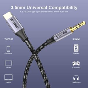 MOSWAG USB C to 3.5mm Headphone Audio Stereo Cable 3.28FT/1M,USB-C to 3.5mm Audio Aux Cord Compatible with MacBook,Chromebook,Google Pixel 2/3/4 XL,Samsung Galaxy Note 10/S10,Huawei,Xiaomi