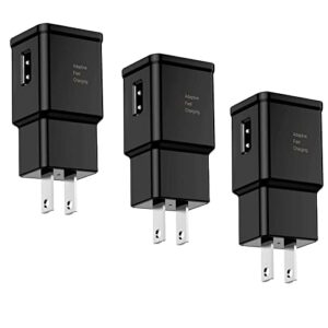adaptive fast charging wall charger adapter compatible samsung galaxy s8 s9 s10 s20 s21 s10e s6 s7 /edge/plus/active, note 5,note 8, note 9 and other smartphones/devices, quick charge, 3 pack