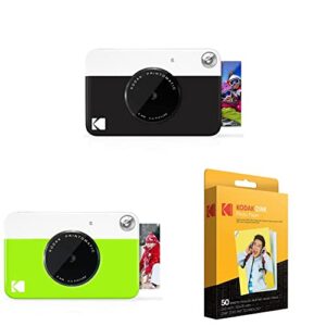 kodak printomatic digital instant print camera (black) & printomatic digital instant print camera (green) & 2″x3″ premium zink photo paper (50 sheets) (pack of 1)