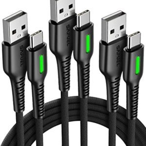 SAFUEL USB C Cable, [3 Pack 3.1A] QC 3.0 Fast Charging Type C Cable, [1.6+6.6+6.6ft] Nylon Braided Phone Charger USB-C Data Cord for Samsung Galaxy S21 S20 S10 S9 Plus Note 10 Google Pixel LG Etc