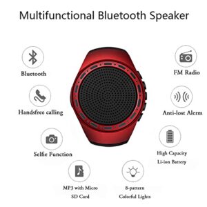 OriDecor Wireless Wearable Waterproof Wrist Portable Bluetooth Speaker Watch with Multi Function FM Radio & MP3 Player & TWS & Selfie & Ultra Long Standby Time for Running, Hiking, Riding（Red）