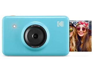 zink kodak mini shot wireless instant digital camera & social media portable photo printer, lcd display, premium quality full color prints, compatible w/ios & android (blue)
