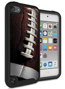 myturtle ipod touch 7th 6th 5th generation case rugged hybrid shockproof nonslip cover, realistic 3d touch textured surface, sports fan series, football