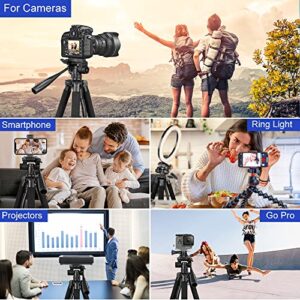 Aureday 74’’ Camera Tripod with Travel Bag,Cell Phone Tripod with Wireless Remote and Phone Holder, Compatible with DSLR Cameras,Cell Phones,Projector,Webcam,Spotting Scopes