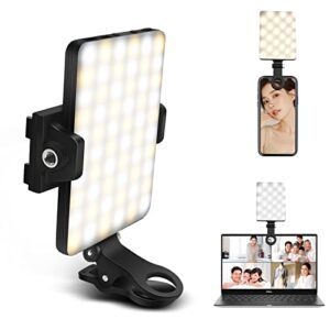 greatlpt cell phone fill light, clip fill video light for phone 2000mah rechargeable, 10-level brightness adjustment, cri 95+, 3 light modes dimmable, portable video conference lighting