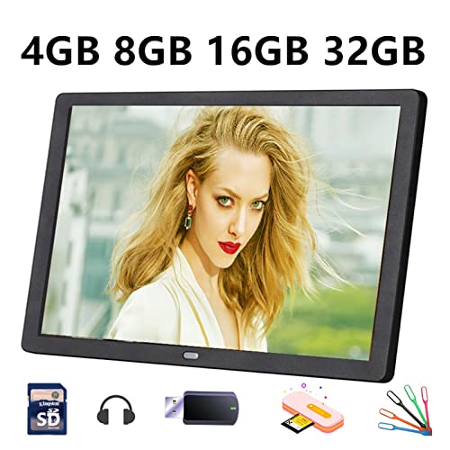 10 Inch Screen LED Backlight HD 1024 * 600 Digital Photo Frame Electronic Album Picture Music Movie Full Function Good Gift (Color : Black 32GB, Size : US Plug)