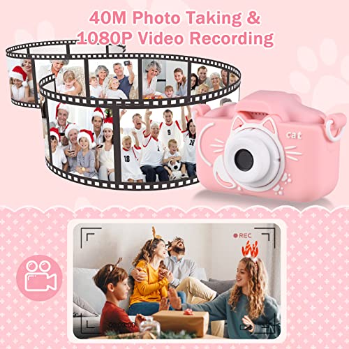 Andoer X8 Mini Kids Digital Camera 1080P 20MP Dual Lens 2.0 Inch IPS Screen Built-in Battery Interesting Games with 32GB Memory Card USB Card Reader Neck Strap Birthday for Boys Girls