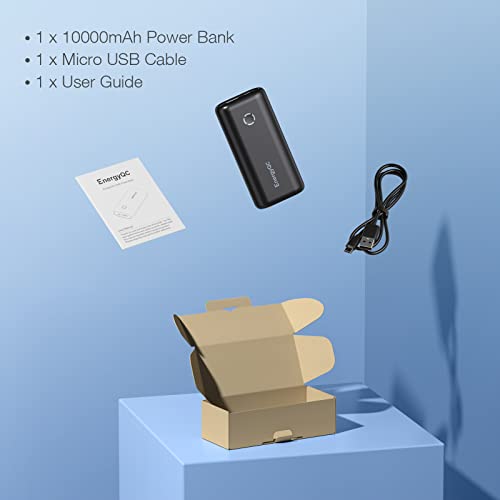 EnergyQC Portable Charger, 10000mAh Portable Phone Charger External Battery Pack Compatible with iPhone 13/12/11/X Samsung S10 Google LG iPad and More-Black