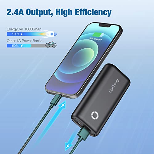 EnergyQC Portable Charger, 10000mAh Portable Phone Charger External Battery Pack Compatible with iPhone 13/12/11/X Samsung S10 Google LG iPad and More-Black