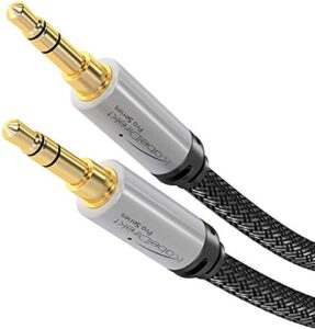 aux cord – 8ft– 3.5mm audio cable, designed in germany with break-proof metal plug (headphone cable & aux cable for iphone/car/laptop, auxiliary cord, 3.5mm male to male, nylon) – by cabledirect